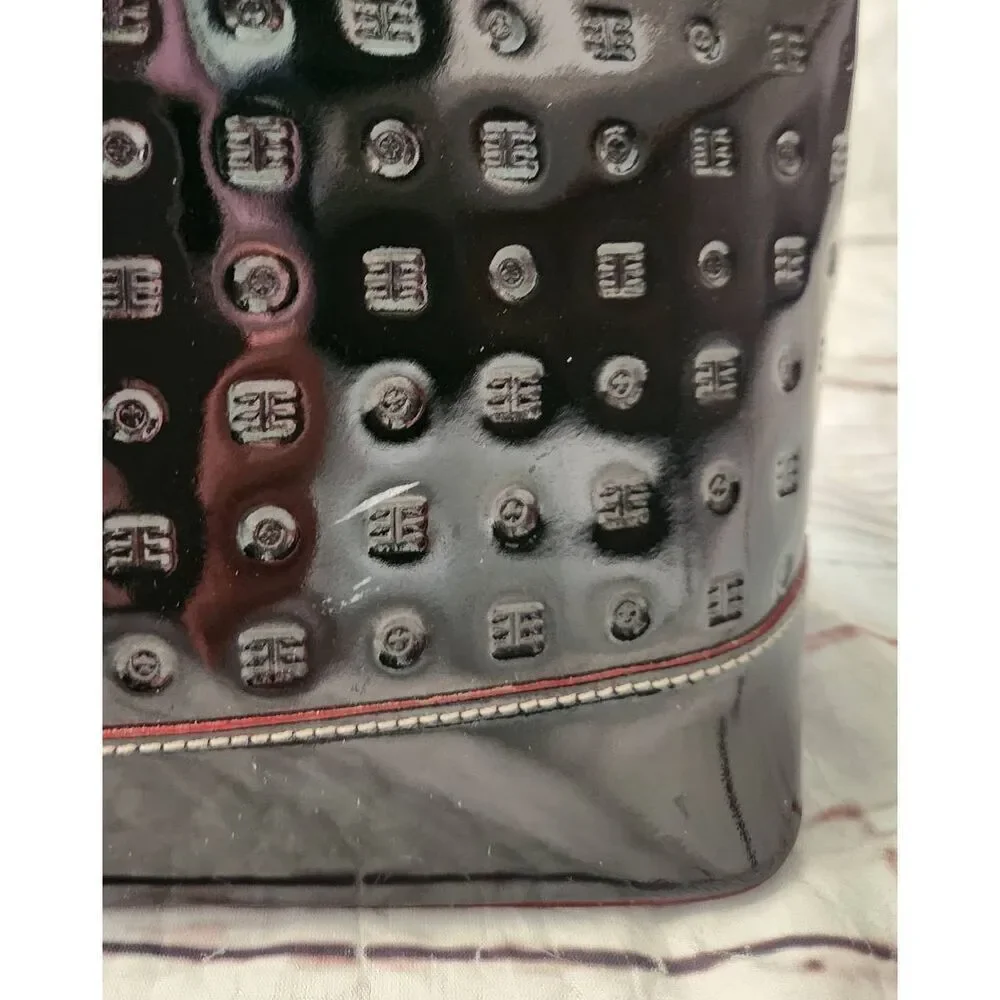 Arcadia Patent Leather Monogram Satchel